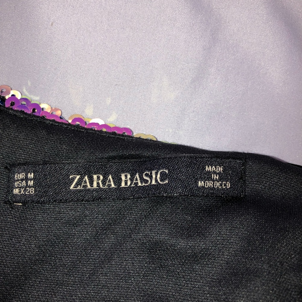 “Zara" gorgeous multi-colored sequined mini dress w/ spaghetti straps & peplum - Picture 9 of 16